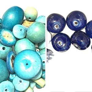 Lot of Mixed Media Blue and Turquoise Beads